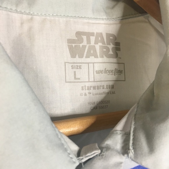 Star Wars R2D2 Button Down Shirt Disney Large - Picture 3 of 9